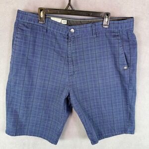 Volcom Mens Shorts 38 Checkered Flat Front Chino Skate Casual Surf Skatewear OOP